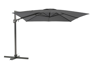 METRO PROFESSIONAL Guarda-sol quadrado suspenso, alumínio / poliéster, 3 x 3 m, com função de manivela e inclinação, cinzento