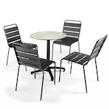 thumbnail of Table bistrot de jardin ronde inclinable 70 cm 4 places marbre