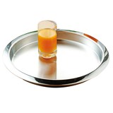 thumbnail of Edelstahltablett VENGA, rund, Durchmesser 35 cm (30 cm), Höhe 3 cm, Oberfläche matt, Rand hochglanzpoliert,