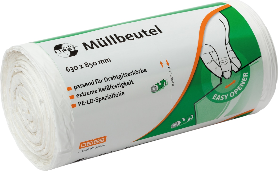 FIRST PLUS ® - Müllbeutel aus LDPE, 1A-Material mit Sternnahtboden 50 Stück/Rolle, 300 Stück/Karton