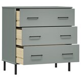 thumbnail of vidaXL Sideboard OSLO mit 3 Schubladen Grau 77x40x79,5 cm Massivholz