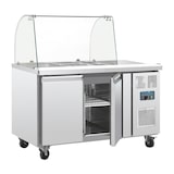 thumbnail of Gekoelde roestvrijstalen bereidingstoonbank 282 liter, 2 deuren GN 1/1 met niesbescherming, 300 W, 220 V - MONO