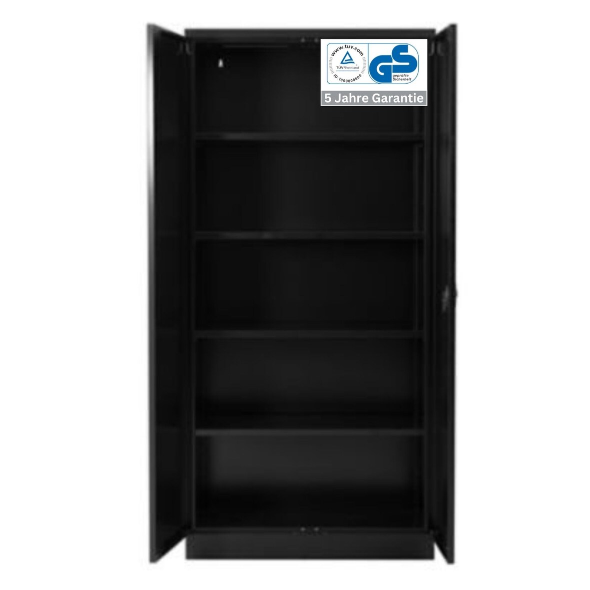 PROREGAL Stahlschrank BEE mit 7 lackierten Fachböden | HxBxT 195x92x42cm | Schwarz-Schwarz | Werkstattschrank Werkzeugschrank Aktenschrank