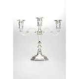 thumbnail of Leuchter, Kerzenleuchter 3-armig versilbert und anlaufgeschützt glatt poliert Höhe 25 cm