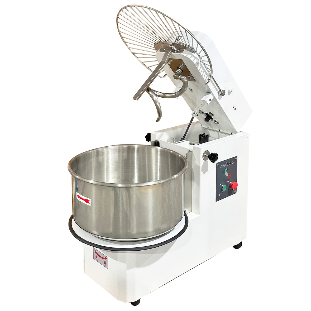 Amasadora de espiral profesional con cabezal abatible, 40 litros / 32 kg, 485 x 885 x 772 mm, 1 velocidad, 2,2 kW, 400 V, 10572 Vaiotec