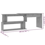thumbnail of Scrivania ad angolo Grigio cemento 200x50x76 cm Derivati \u200b\u200bdel legno Modello moderno Nova