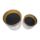 thumbnail of Rebecca Mobili Set 2 Pouf Contenitori Velluto Sgabello Beige con Base in Ferro