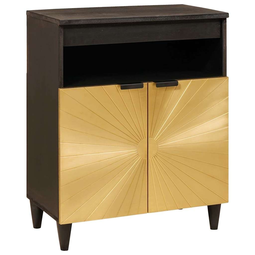 vidaXL Sideboard Schwarz und Gold 60 x 33 x 75 cm massives Mangoholz