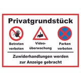 thumbnail of Privatgrundstück Betreten und Parken verboten Videoüberwachung  Schild A5 Rückseite selbstklebend