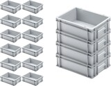 thumbnail of PROREGAL 16x Eurobehälter mit geschlossenem Griff und Scharnierdeckel | HxBxT 12x30x40cm | 11 Liter | Grau | Eurobox