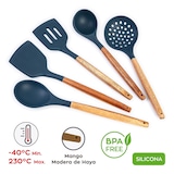 thumbnail of 3 Claveles - Pack de 5 Utensilios de Cocina en Silicona con Mango de Madera de Haya