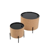 thumbnail of Möbilia Couchtisch 2er-Set | mit Stauraum | Tischkorpus MDF mit Kork natur | Metallgestell schwarz | B63xT63xH48,5 cm | 28020046 | Serie COUCHTISCH