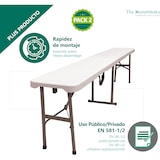 thumbnail of Pack Mesa Plegable con 2 Bancos Solid 180cm portátiles | Normativa Uso público | 6/8 Personas | Carga 150 kg Mesa y 300 kg por Banco The HomeWeeks