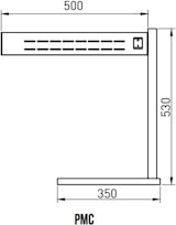 Un réchauffeur rectangulaire avec un support.