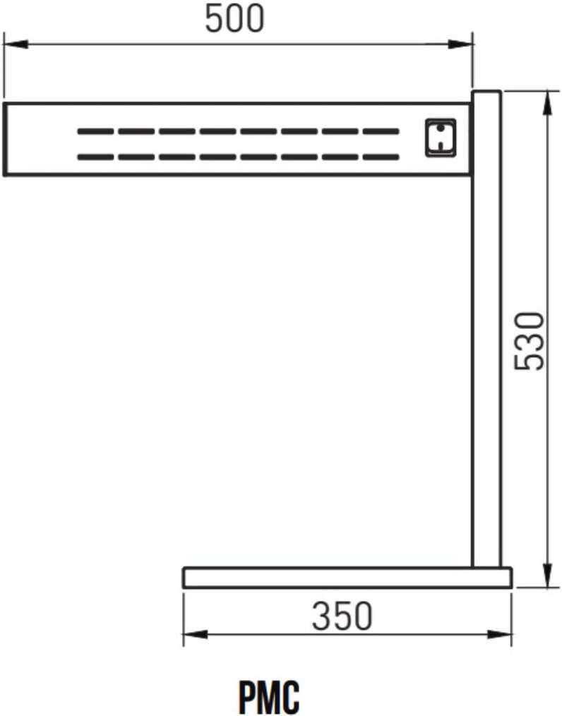 Un réchauffeur rectangulaire avec un support.
