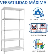 thumbnail of SimonRack Estantería Metálica con tornillos 2000x1100x400 mm, 5 Alturas, 90 kg de Punto Flexión, Blanco - Comfort