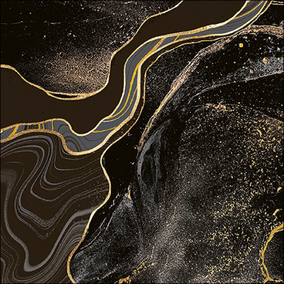 Ambiente 20 Servietten Papier 33x33cm 3-lagig - hochwertige Einweg Papierservietten schwarz marmoriert goldoptik elegant Tischdeko Dinner Geburtstag 