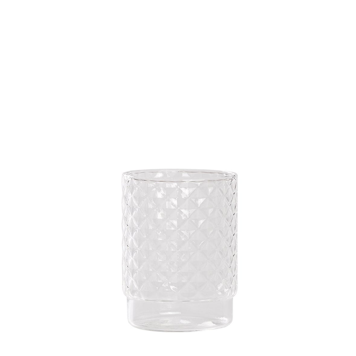 Juego de 4 vasos apilables Isolano de cristal de borosilicato transparente con diamantes hechos a mano para mesa y bar, colección de lujo exclusiva.