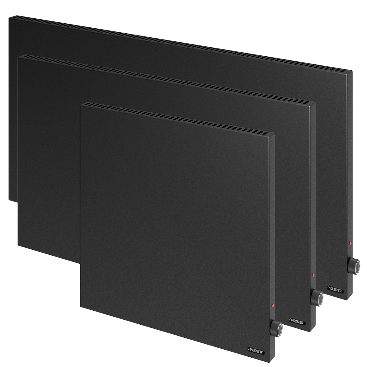 VASNER Konvi Schwarz Hybrid Infrarotheizung Elektroheizung mit Thermostat 1200 Watt, Hybridheizung Infrarot + Konvektion