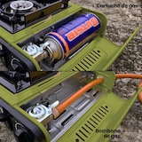 thumbnail of ELMA Hornillo Camping Gas Dual Outer Start Portátil, Incluye Maletín, Regulador Llama Variable, 34x28x11 cm, 2,3 kW, Verde.