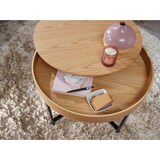 thumbnail of Couchtisch Holzoptik-Metallbeine, runder Tisch mit Stauraum, moderner Industrial-Look. 69x69x49 cm | Kadima Design