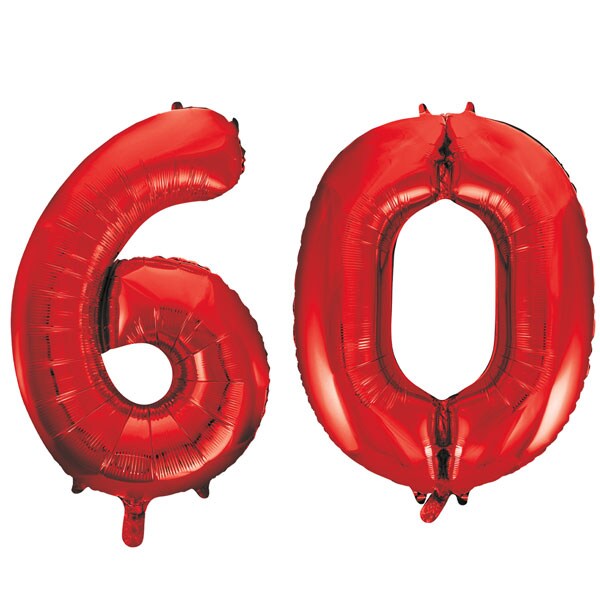 XL Folienballon rot Zahl 60