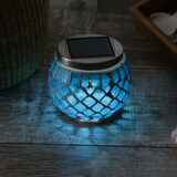 thumbnail of LED Solar Windlicht Mosaik Glas Solarglas Mosaikleuchte für Balkon blau