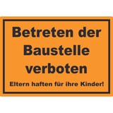 thumbnail of Betreten der Baustelle Schild schwarz-orange A2 (420x594mm)