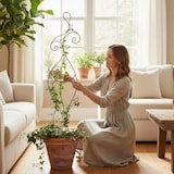 thumbnail of DanDiBo Rankhilfe Kletterhilfe Metall Schwarz 140 cm Bodenstecker Frau Lora Gartenstecker Rankgitter Kletterpflanzen Blumenhalter Ranksäule