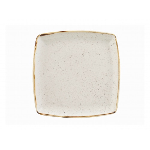 Piatto Quadrato Stonecast Bianco Puntinato, Confezione da 6