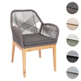 thumbnail of Gartenstuhl | HxBxT 85x58x59 cm | Sitzhöhe 47cm | wetterfest Seilgeflecht Rope Holz Akazie | Beige Kissen Creme-Weiß | Sessel Outdoor Stuhl