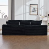 thumbnail of Merax 2-Sitzer-Sofa mit beidseitigen Taschen & Getränkehaltern, Schlafsofa nutzbar, Corduroy, Schwarz