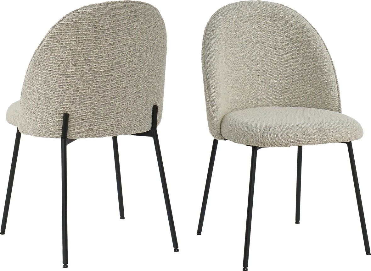SIT Möbel Tom Tailor Stuhl 2er-Set | T-Bouclé Pad Chair | gepolstert graubeige|Beine Metall schwarz|B57xT54xH52cm|02412-21|Serie SIT&CHAIRS