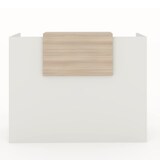 thumbnail of Oficit. Mostrador de recepción y oficina, blanco con sobremostrador haya. Fácil de montar. Fabricado en España. Medidas: 140x50x105(an x fon x alt)