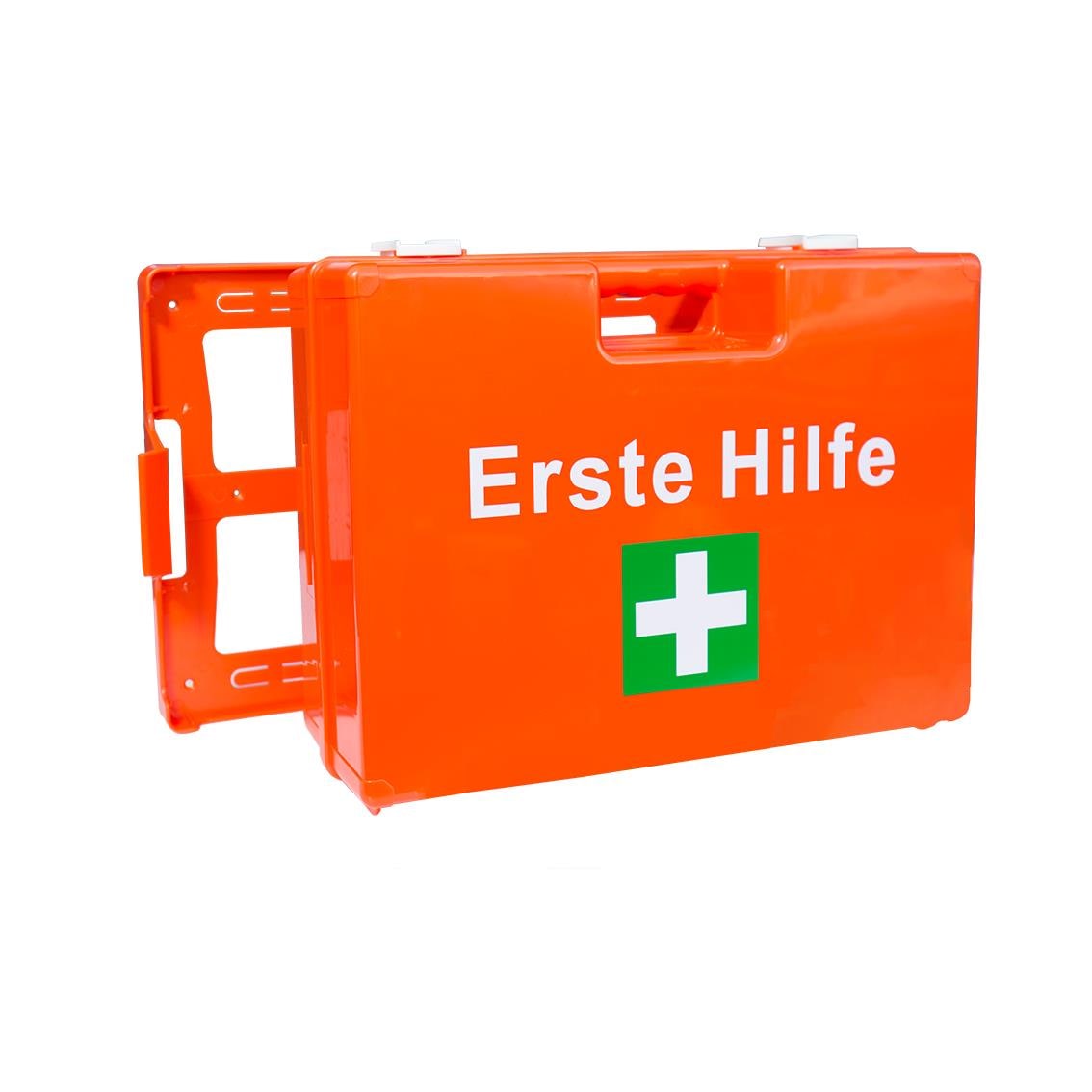 Erste-Hilfe-Koffer für Betriebe DIN 13157 Premium Verbandkasten + Wandhalter orange 620139