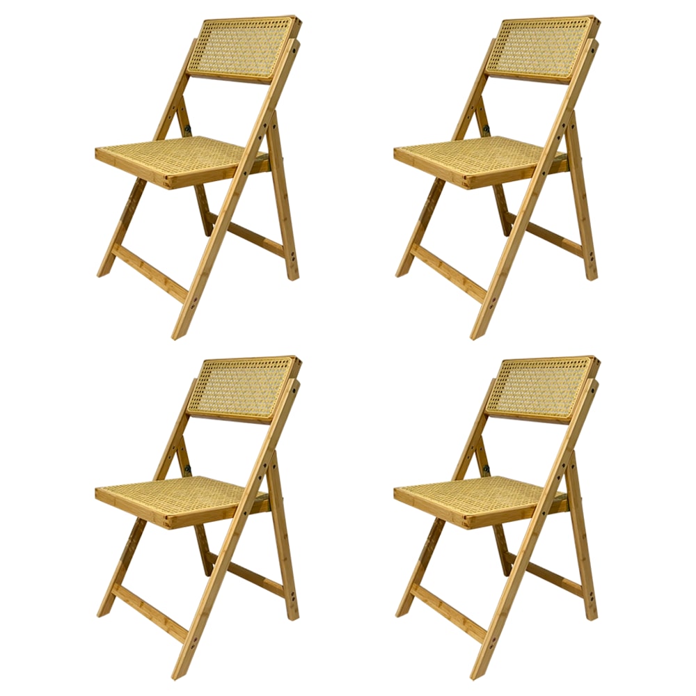 EME Pack 4 Sillas Cannage Plegable Natural de Madera. 40,5x43x83cm