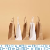 thumbnail of 100 Weiße Papiertüten mit Henkeln 18x8x23cm - Tasche für Einkäufe, Geschenke, Hochzeiten