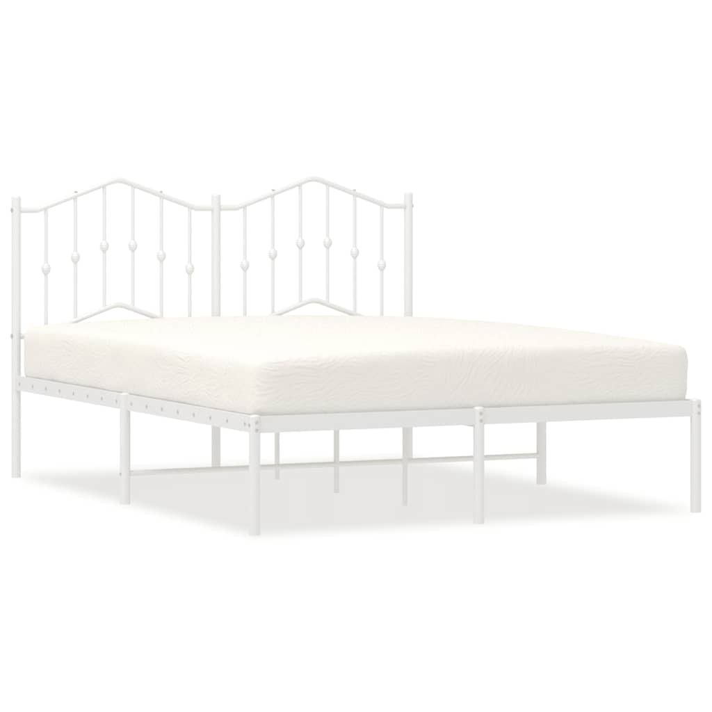 vidaXL Bettgestell mit Kopfteil Metall Weiß 150x200 cm