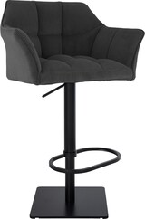 thumbnail of Décoshop26 - Verstellbarer Barhocker x1 in dunkelgrauem Cord mit gepolsterter umlaufender Sitzfläche und schwarzem quadratischem 10_0005892