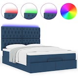 thumbnail of vidaXL Ottoman-Bett mit Matratze & LEDs Blau 140x190 cm Stoff