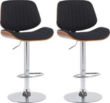 thumbnail of 2er Set Barhocker LOSAN - Stoff Walnuss/schwarz 50x50x94 cm Schwarz Dunkelbraun Silber | Barstuhl Höhenverstellbar Mit Lehne Drehbar Tresenhocker