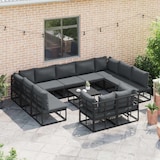 thumbnail of vidaXL Gartensofa-set mit Kissen 12 pcs Schwarz Aluminium