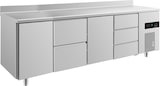 thumbnail of Gastro Kühltisch 2 Türen links&mittig 5 Schubladen Umluftkühlung Aufkantung, 2330x700x850mm -2/+8°C 632l