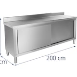 thumbnail of Royal Catering - Royal Catering Meuble-bas Inox Rangement Cuisine RCAT-200/60-C (200x60x96cm, deux portes coulissantes, capacité de charge 160 kg,
