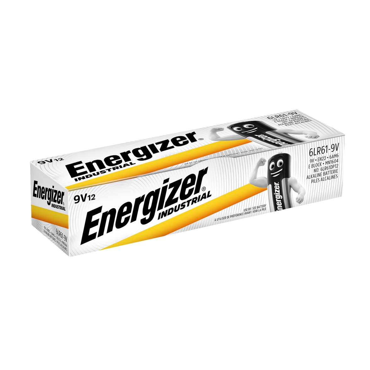Energizer Industrial Alkaline 6LR61-EN522-9V-E-Block - 12er Pack