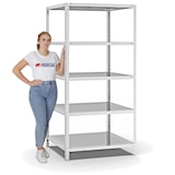 thumbnail of PROREGAL Fachbodenregal Schraubsystem | Grundregal | HxBxT 200x100x80cm | 5 Ebenen | Fachlast 350 kg | Beidseitig nutzbar | Lichtgrau