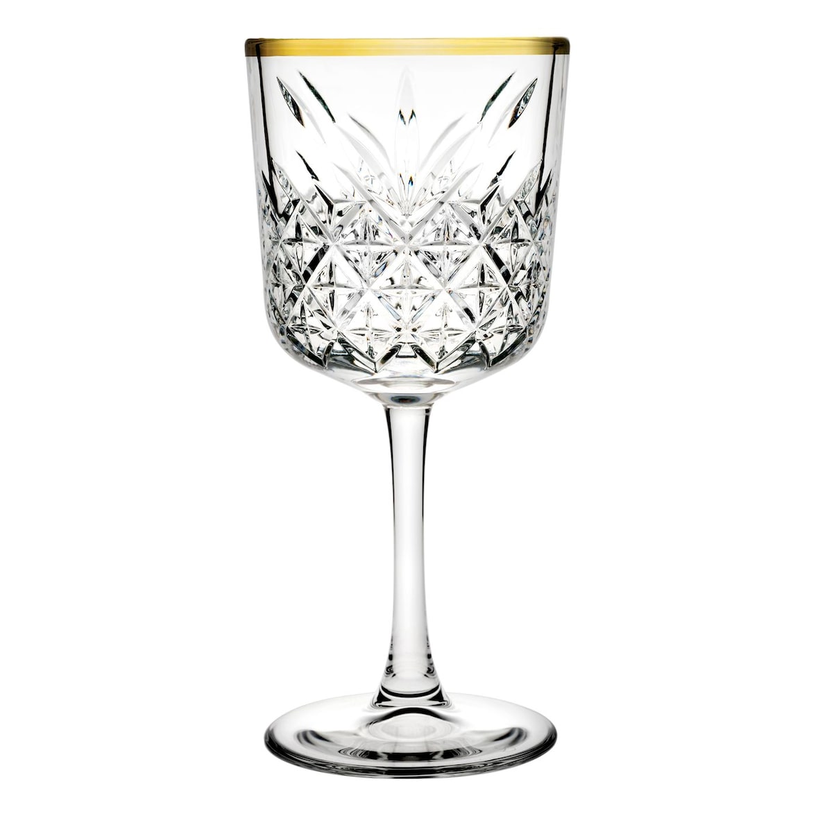 Pasabahce set van 4 glazen Timeless met gouden rand, transparant glas, 33 cl