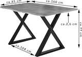 thumbnail of Esstisch Baumkante massiv Akazie nussbaum 160 x 85 schwarz X-Gestell LUBIN