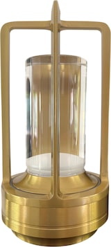 thumbnail of LED Tischlampe Laterne – Kabellos & Wiederaufladbar – Dimmbar Touch – Warmweiß & Kaltweiß – Industrial Design – Gold Aluminium – 18x9 cm