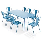 thumbnail of Ensemble table de terrasse et 8 chaises bistrot en acier bleu pacific - Oviala
